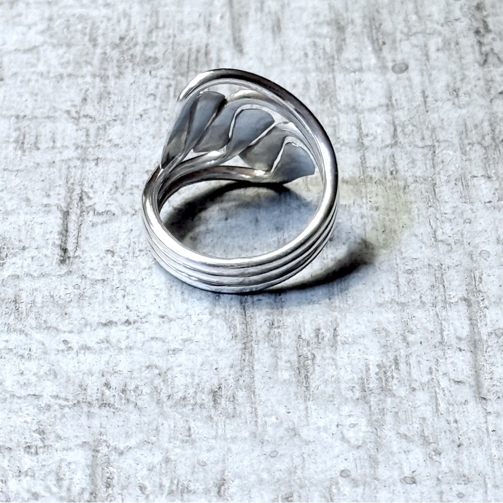 Sterling Silver 925 Artisan Triple Band Hammered Statement Ring - Picture 3 of 8